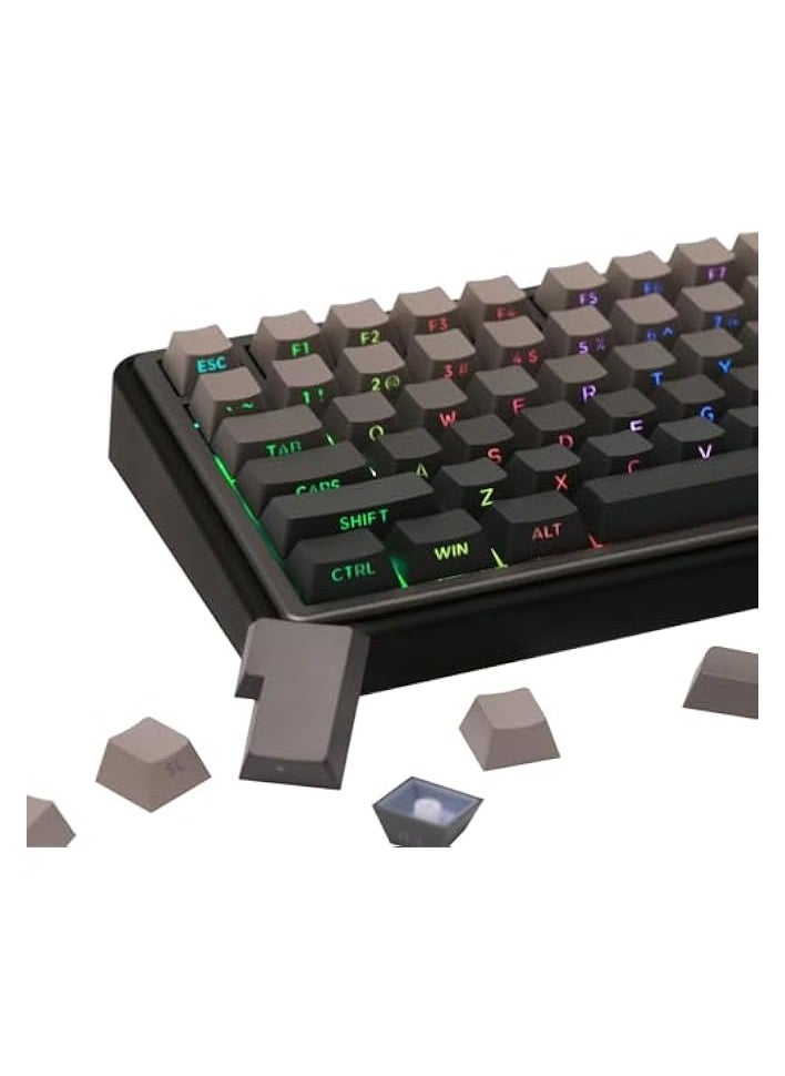 PROMASS - 133 keys Keycaps Set for Gaming Keyboard, Cherry Profile, Side Printed & Shine-through Legends, Double Shot PBT Material for ANSI Layout Mechanical Keyboard (Smokey Grey, Cherry Profile) - Image 1