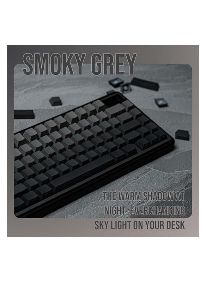 PROMASS - 133 keys Keycaps Set for Gaming Keyboard, Cherry Profile, Side Printed & Shine-through Legends, Double Shot PBT Material for ANSI Layout Mechanical Keyboard (Smokey Grey, Cherry Profile) - Image 1