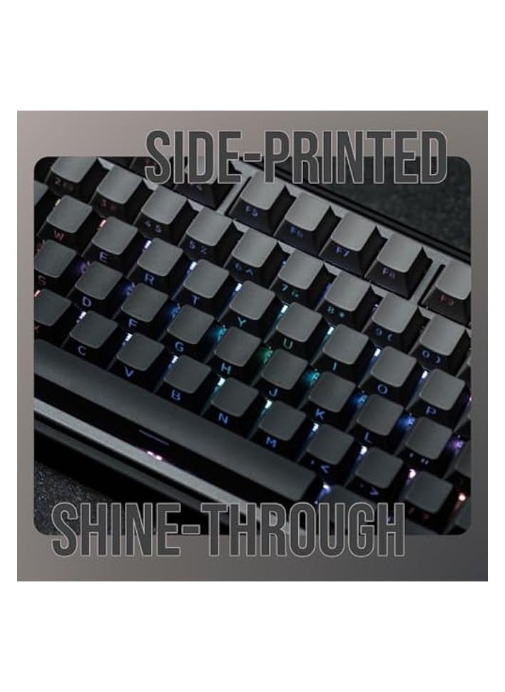 PROMASS - 133 keys Keycaps Set for Gaming Keyboard, Cherry Profile, Side Printed & Shine-through Legends, Double Shot PBT Material for ANSI Layout Mechanical Keyboard (Smokey Grey, Cherry Profile) - Image 1