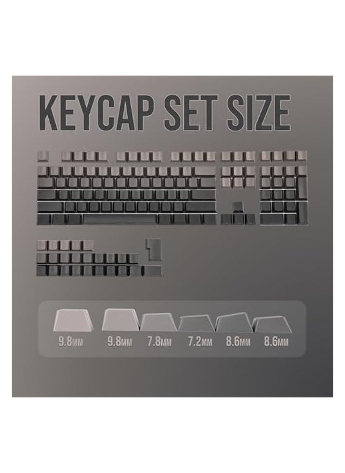 PROMASS - 133 keys Keycaps Set for Gaming Keyboard, Cherry Profile, Side Printed & Shine-through Legends, Double Shot PBT Material for ANSI Layout Mechanical Keyboard (Smokey Grey, Cherry Profile) - Image 1