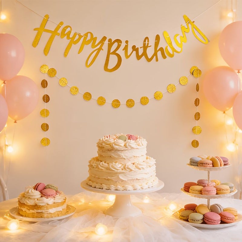 Golden Onion Round Slice Confetti Garland Birthday Party Decoration - Image 1