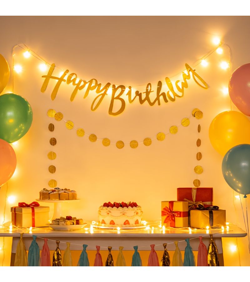 Golden Onion Round Slice Confetti Garland Birthday Party Decoration - Image 2