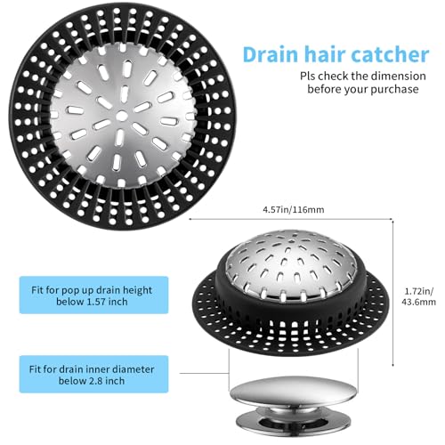 Aluvor Shower Drain Hair Catcher, Shower Drain Cover, Bathtub Drain Hair Catcher for Pop-Up & Regular Drains - Image 2