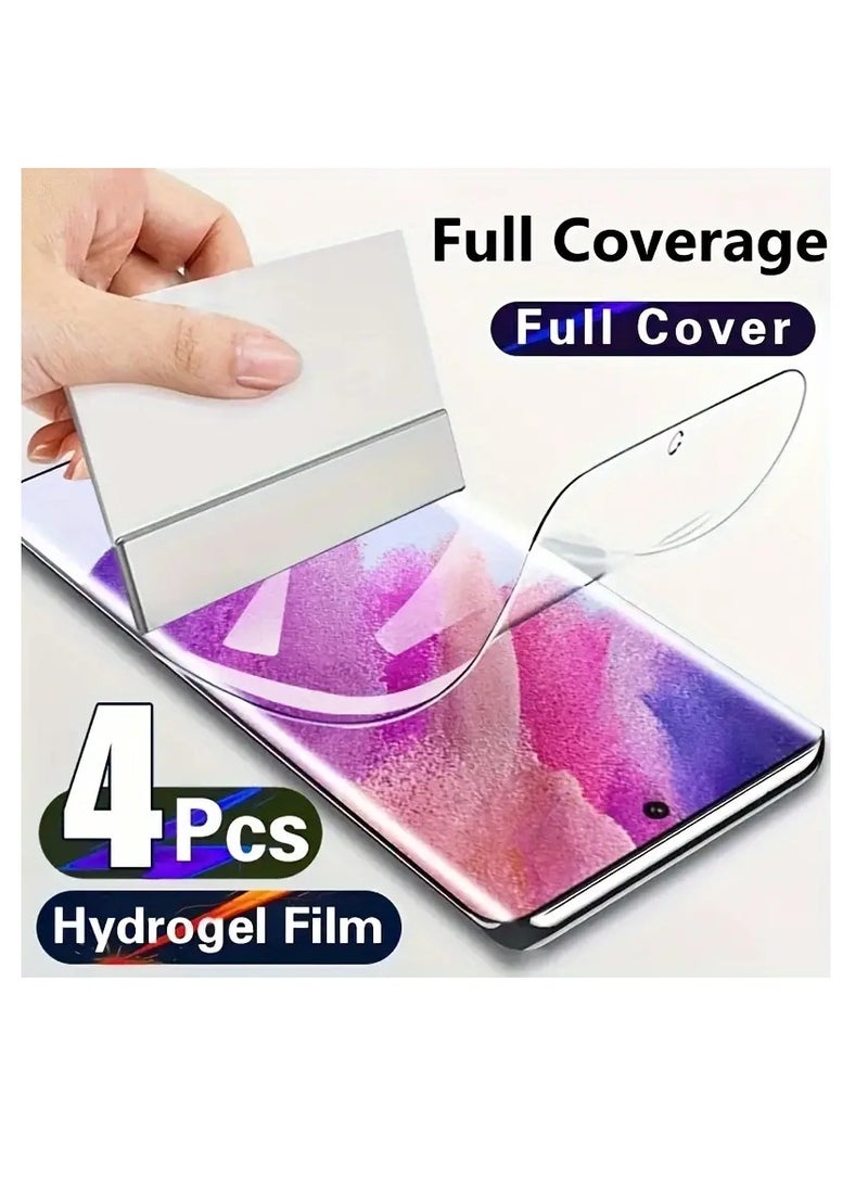 4-Pieces Hydrogel Film Mobile Phone Screen Protectors,  HYDROGEL Aqua  Protective Screen Protector Full Mobile Screen Flexible Cover for Samsung Galaxy S23 Ultra. (6.8 inches, Not Tempered Glass)