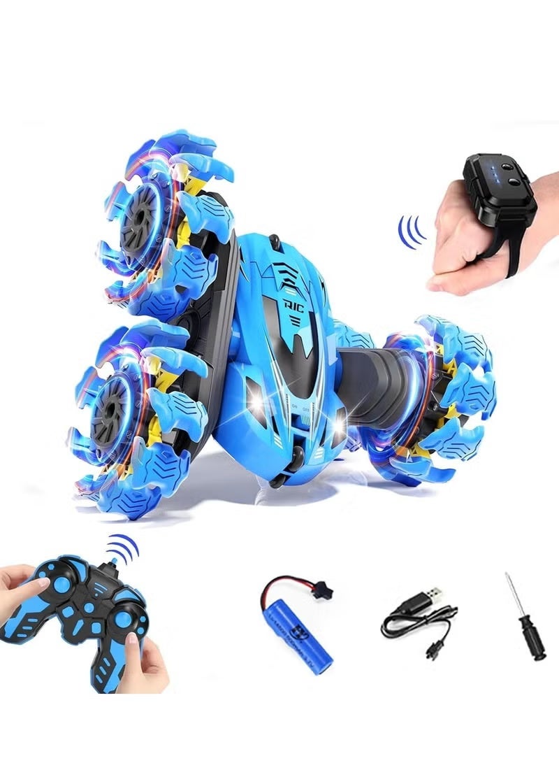 Soofam Car Stunt Car Toy Gesture Sensing Remote Control Stunt Car, 360 Degree Flip Double-Sided Rotation Rolling, 2.4GHz Off-Road Remote Control Car Toy is a Gift for Children (Blue) - Image 1