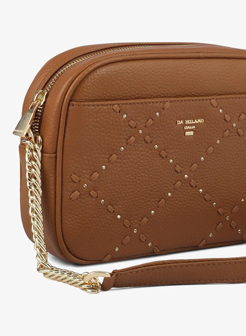 Da Milano Caramel Serena Wax Leather Sling - Caramel  | Best Price UAE