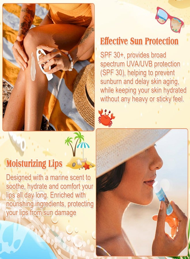Demissle 24 Sets Beach Mini Sunscreen and Sunscreen Lip Balms Bulk Spf 30 Travel Size with Carabiner Clip-on Lip Balms Packets for Summer Wedding Bridal Baby Shower Party Favors Gifts - Image 4
