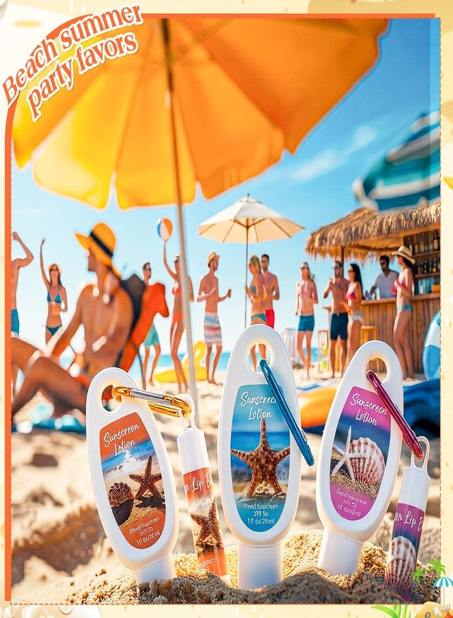Demissle 24 Sets Beach Mini Sunscreen and Sunscreen Lip Balms Bulk Spf 30 Travel Size with Carabiner Clip-on Lip Balms Packets for Summer Wedding Bridal Baby Shower Party Favors Gifts - Image 5