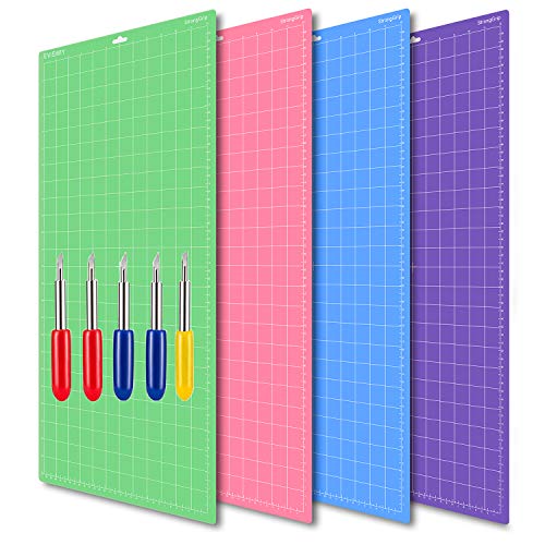 EVISWIY 4PCS 12x24 Mats Compitable with Maker 3/Maker Explore Air 2/Air/One with Blades StandardGrip/LightGrip/StrongGrip/FrabricGrip Multiple Green Blue Purple Pink Cricket Long Large Cutting Mats - Image 1