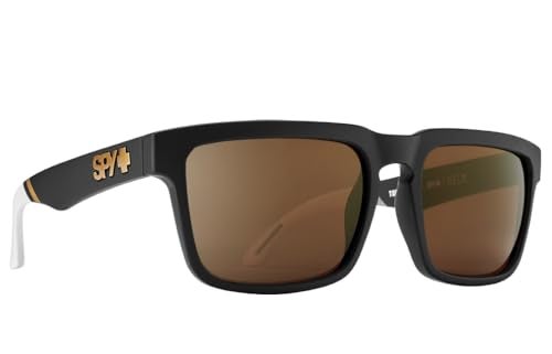 SPY Optic Helm, Square Sunglasses, Color and Contrast Enhancing Lenses, Tom Wallisch - Happy Bronze With Gold Spectra Mirror Lenses - Image 1