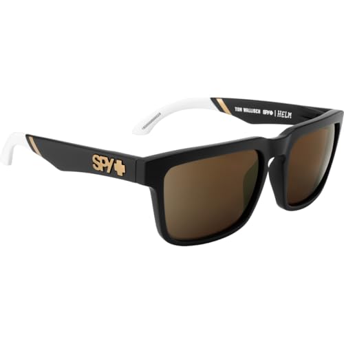 SPY Optic Helm, Square Sunglasses, Color and Contrast Enhancing Lenses, Tom Wallisch - Happy Bronze With Gold Spectra Mirror Lenses - Image 3