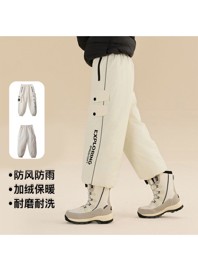 YaYa Men's Women's Big Kids Autumn Winter Fleece Pants Children's Thickened Winter Style Sport Loose Pants - Image 2