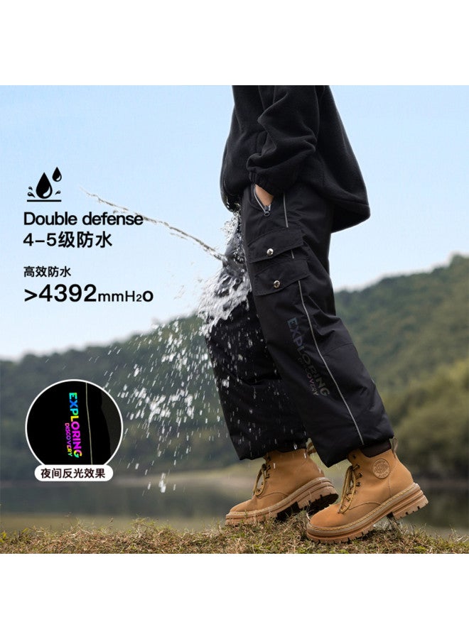 YaYa Men's Women's Big Kids Autumn Winter Fleece Pants Children's Thickened Winter Style Sport Loose Pants - Image 3
