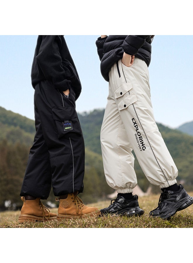 YaYa Men's Women's Big Kids Autumn Winter Fleece Pants Children's Thickened Winter Style Sport Loose Pants - Image 5