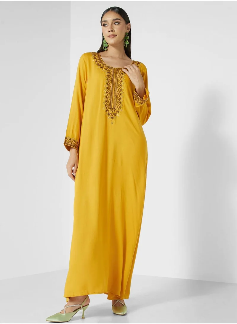 KASHKHA Tiered Embroidered Jalabiya