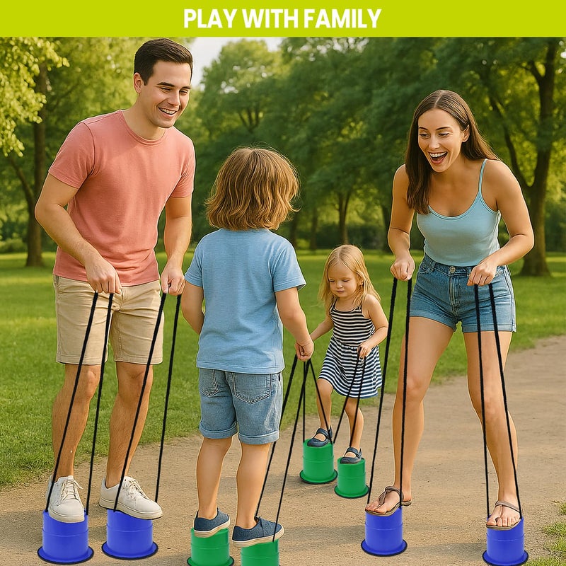 GISCO عكازات دلو مضادة للانزلاق باللون الأحمر/الأزرق/الأصفر - مجموعة عكازات للأطفال (زوج) أكواب مشي للأطفال - لعبة عكازات للأطفال (أحمر) - Image 5