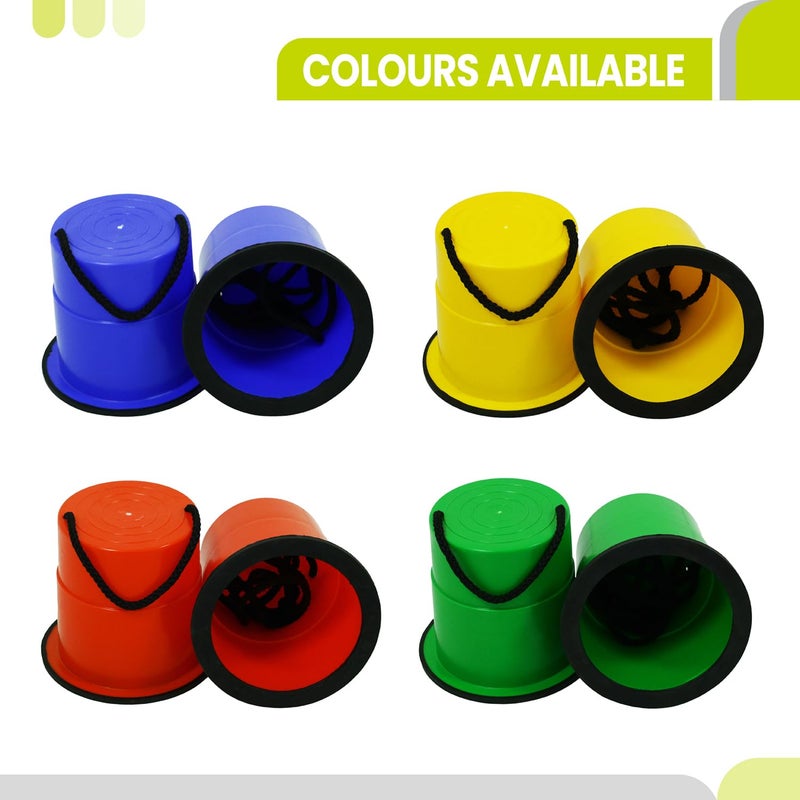 GISCO عكازات دلو مضادة للانزلاق باللون الأحمر/الأزرق/الأصفر - مجموعة عكازات للأطفال (زوج) أكواب مشي للأطفال - لعبة عكازات للأطفال (أحمر) - Image 3