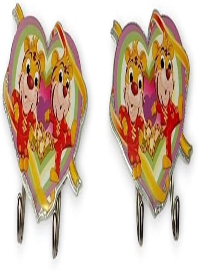 Behind The Door Hanger 2 Hooks for Hanging Coats, Hats, Belts, Towels, Self Adhesive Room Door Hooks, No Drilling No Tools, Cute Cartoon Hangers Set of 2 