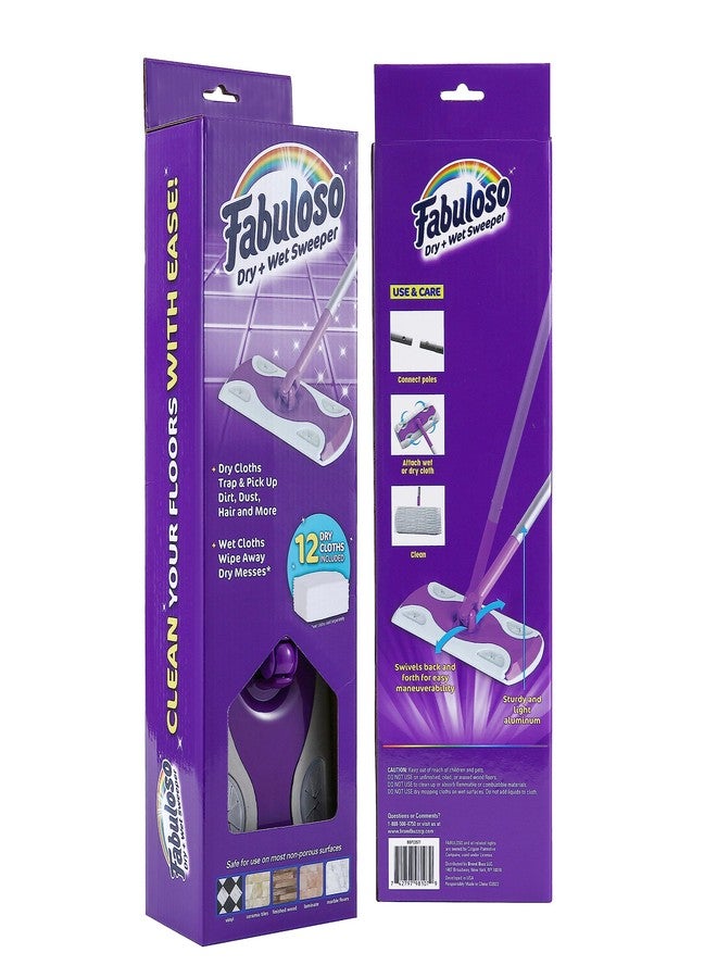 Fabuloso Dry and Wet Sweeper with Bonus 12 Dry Cleaning Pads - Clean Your Floors with Ease - 2-in-1 Sweeping and Light Mopping, Lightweight, Swivel Low-Profile Dust Mop, Purple - Image 5