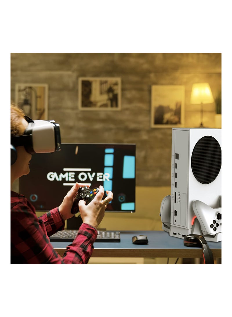 دعامية تبريد محسّنة لجهاز Xbox Series S مع مروحة تبريد مزدوجة وسرعة قابلة للتعديل بثلاثة مستويات، شاحن مزدوج للتحكم مع مؤشر LED ومنفذ USB - 2 × 800mAh قابلة لإعادة الشحن - Image 3