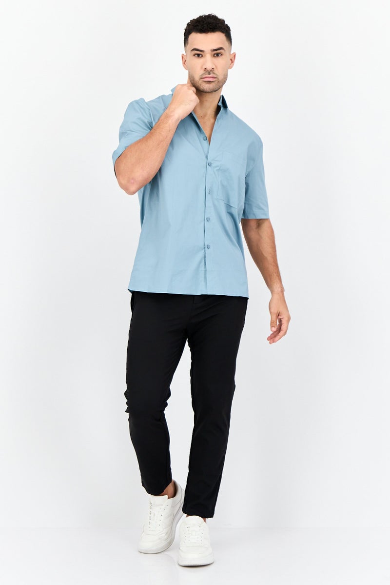 SELECTED Men Regular Fit Graphic Print Short Sleeves Casual Shirt, Blue - Image 4