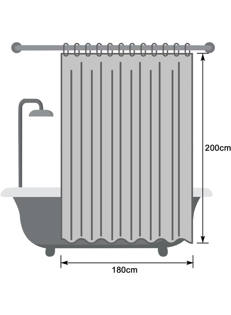 Beauenty EurCross Shower Curtain, 180 x 200 cm, White Textile, Anti-Mould, Waterproof and Quick-Drying, Washable, High-Quality Fabric Shower/Bath Curtain, 1.8 x 2 m Long - Image 5