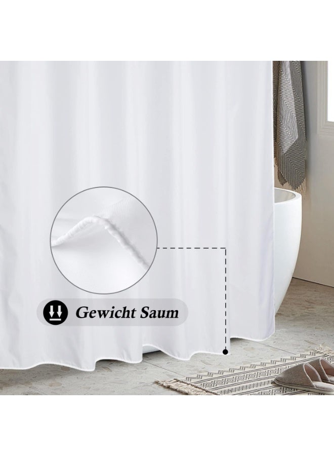 Beauenty EurCross Shower Curtain, 180 x 200 cm, White Textile, Anti-Mould, Waterproof and Quick-Drying, Washable, High-Quality Fabric Shower/Bath Curtain, 1.8 x 2 m Long - Image 2