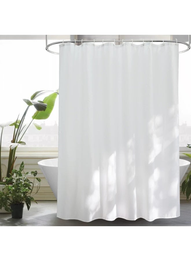 Beauenty EurCross Shower Curtain, 180 x 200 cm, White Textile, Anti-Mould, Waterproof and Quick-Drying, Washable, High-Quality Fabric Shower/Bath Curtain, 1.8 x 2 m Long - Image 1
