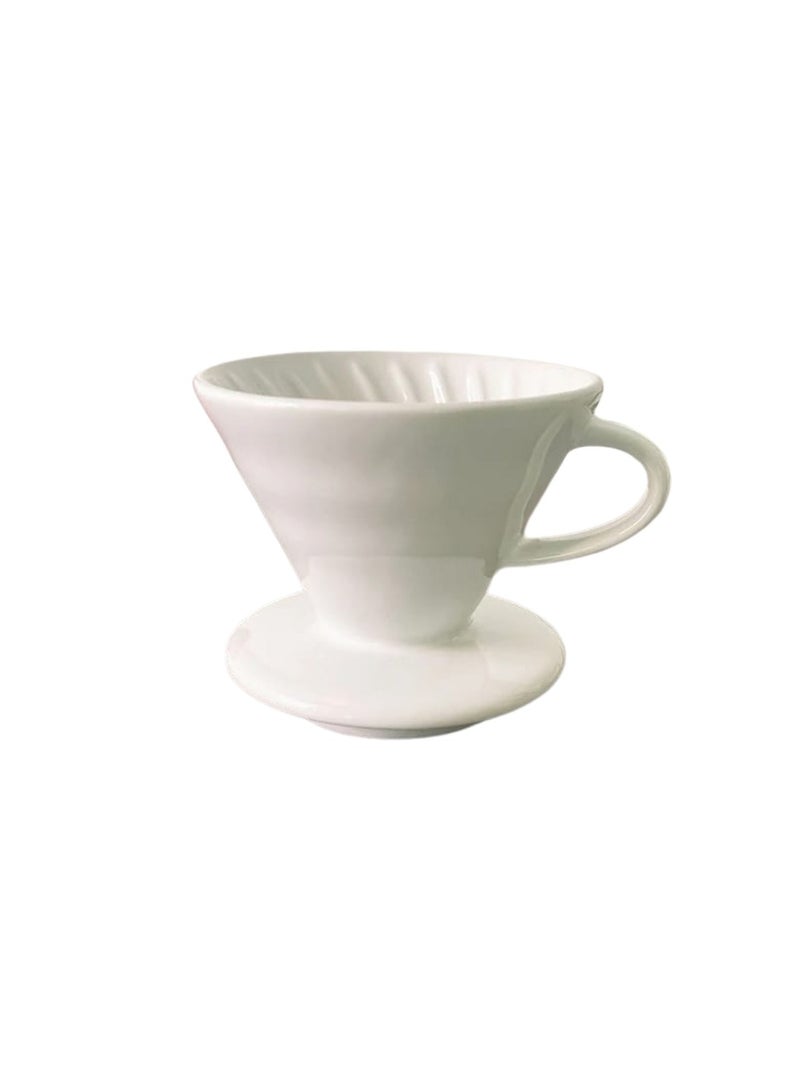 Liying Ceramic Coffee Dripper, Pour Over Coffee Maker for 1-2 Cups, V60 Filter, White (Small)  - Image 1