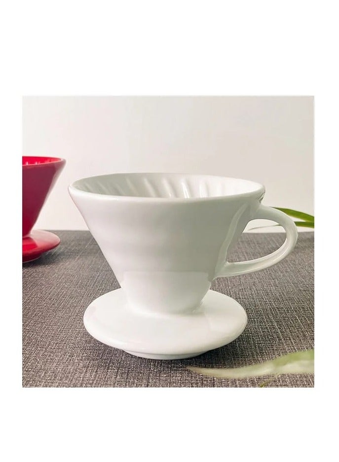 Liying Ceramic Coffee Dripper, Pour Over Coffee Maker for 1-2 Cups, V60 Filter, White (Small)  - Image 2