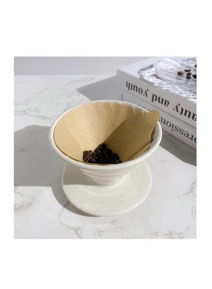 Liying Ceramic Coffee Dripper, Pour Over Coffee Maker for 1-2 Cups, V60 Filter, White (Small)  - Image 4