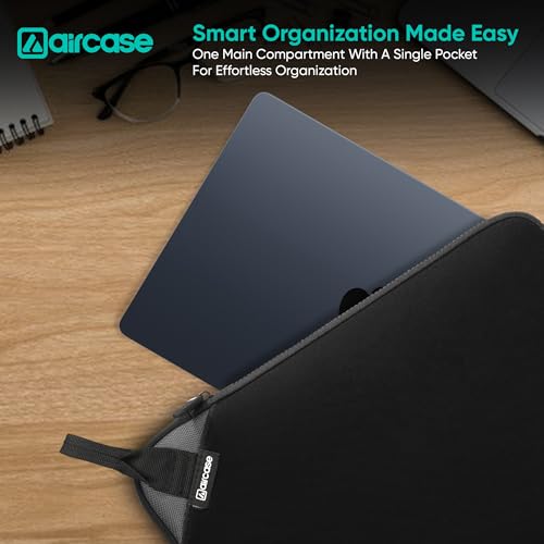 AirCase Premium Laptop/MacBook Sleeve Pouch with top Handle fits Upto 15.6", Padded, Light Weight, wrinklefree Neoprene case Cover Bag,for Men & Women, Water Resistant (Black) - 6 Months Warranty - Image 3