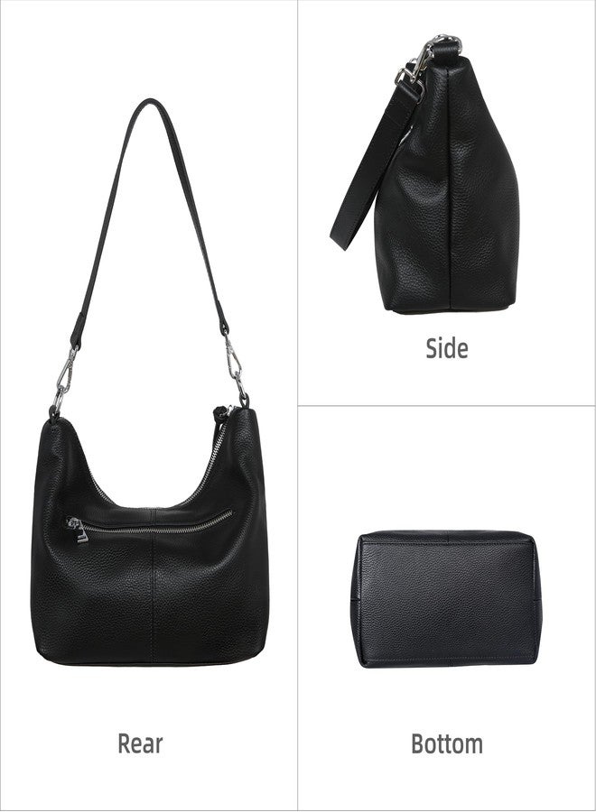 Iswee Leather Handbags for Women Crossbody Purse Designer Everyday Shoulder Bag Satchel Small Tote Bag (Black) - Image 5