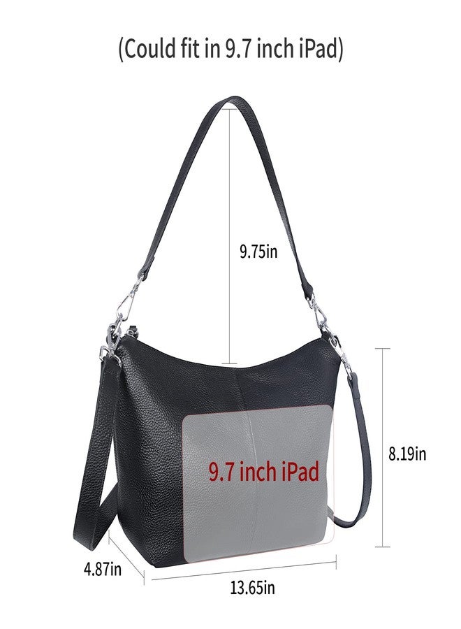 Iswee Leather Handbags for Women Crossbody Purse Designer Everyday Shoulder Bag Satchel Small Tote Bag (Black) - Image 4