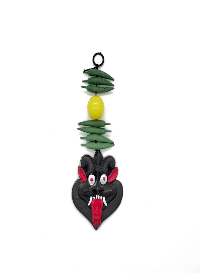 DOKCHAN Religious Plastic Maa Kali Nazar Battu Black Mask with Nimbu Mirch Standard Plastic Wall Hanging Decorative Showpiece & Protect Your Home Shop & Office Entrance (Size : 27.9cm) - Image 1