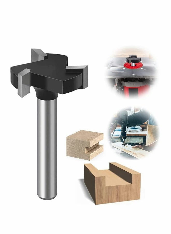 High Speed Steel T Shaped CNC Wood Milling Cutter Surfacing Planer Hole Saw Punching Bit with 6 mm Shank - Image 1