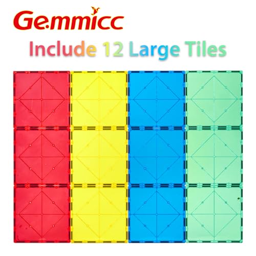 Gemmicc 12 PCS Large Magnetic TilesJumbo Magnet Base PlatesSTEM Magnetic Building Blocks for Kids Boys Girls - Image 5