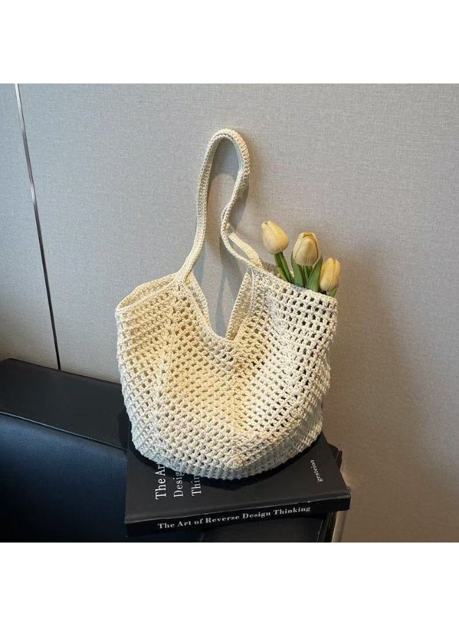 Women Knitted Mesh Tote Bag – Large Capacity Shoulder Handbag, Cute Casual Knit Shopping Bag for Daily Use, Travel, Beach & Grocery - Image 5
