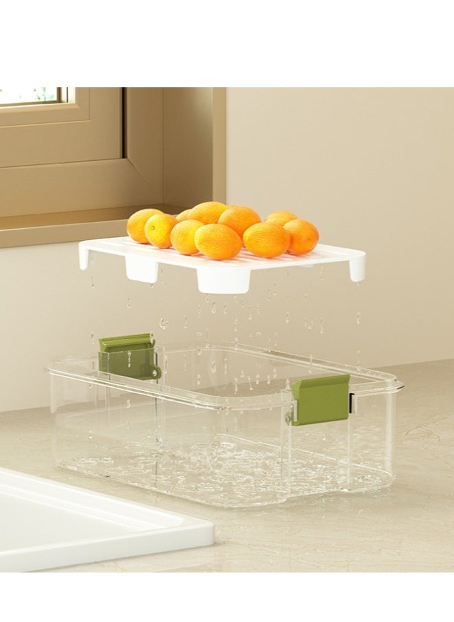 Generic - 2pcs Clear Crisper Box Fridge Organizers Stackable Refrigerator Storage Containers with Drainage Board and Ice Compartment for Food Drinks Vegetable - Image 1