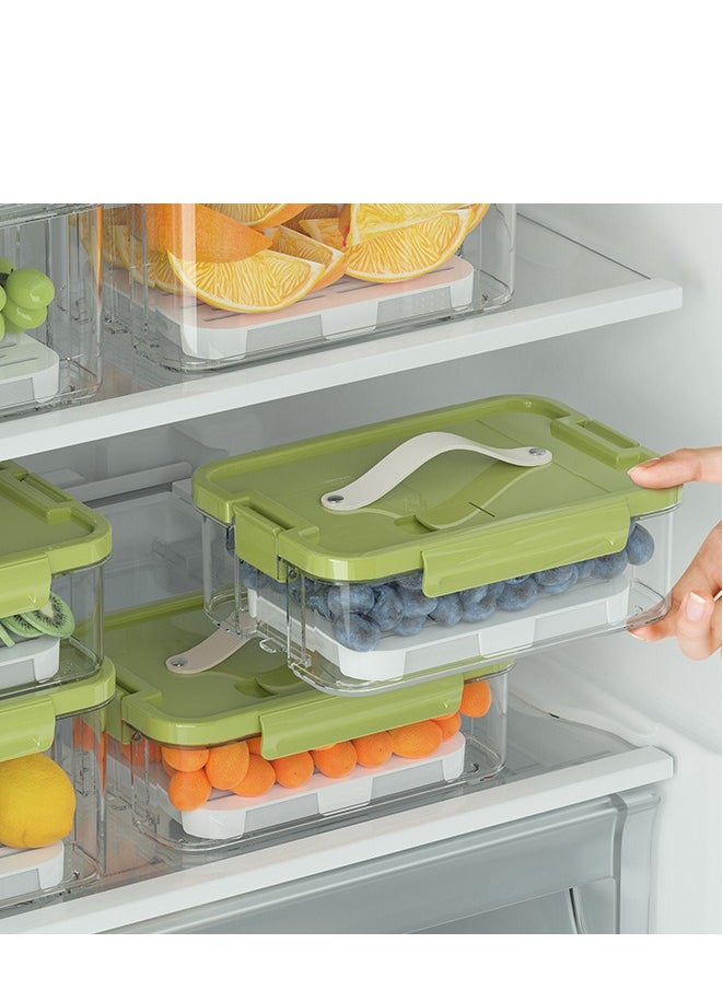 Generic - 2pcs Clear Crisper Box Fridge Organizers Stackable Refrigerator Storage Containers with Drainage Board and Ice Compartment for Food Drinks Vegetable - Image 1
