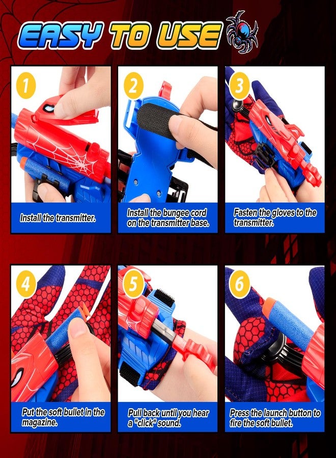 Excitobo 2 Sets Superhero Web Shooters for Kids Age 3-7,Adjustable Wrist Launcher Slinging Toy Set with 40 Darts,Ideal Birthday for Boys & Girls Imaginative Role-Play Costume Accessory - Image 5
