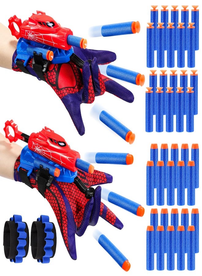 Excitobo 2 Sets Superhero Web Shooters for Kids Age 3-7,Adjustable Wrist Launcher Slinging Toy Set with 40 Darts,Ideal Birthday for Boys & Girls Imaginative Role-Play Costume Accessory - Image 1