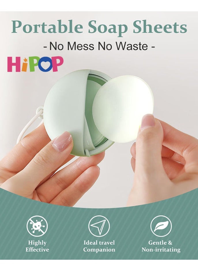 هيبوب مجموعة من 150 قطعة صابون ورقي، صابون محمول لمرة واحدة لغسل اليدين خلال السفر، مناسب للأطفال والكبار، أوراق صابون قابلة للذوبان، مثالية للاستخدام في الهواء الطلق، التنزه، السفر، التخييم، سهل الغسل والتنظيف (3 علب) - Image 2