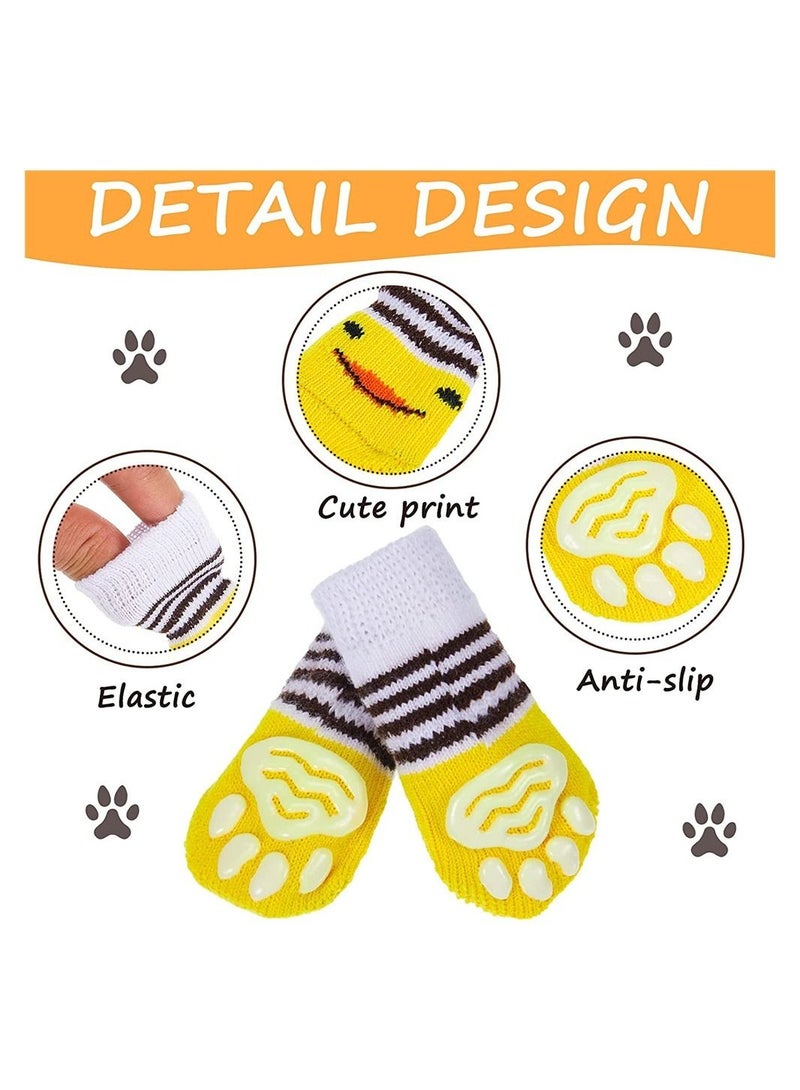 SYOSI Non-Slip Dog Socks Pet Paw Protectors Warm Knitted Socks Rugged Anti-slip Cute Puppy Dog Small Cat Knit Socks for Pets Winter Indoor 8 Pieces - Image 2