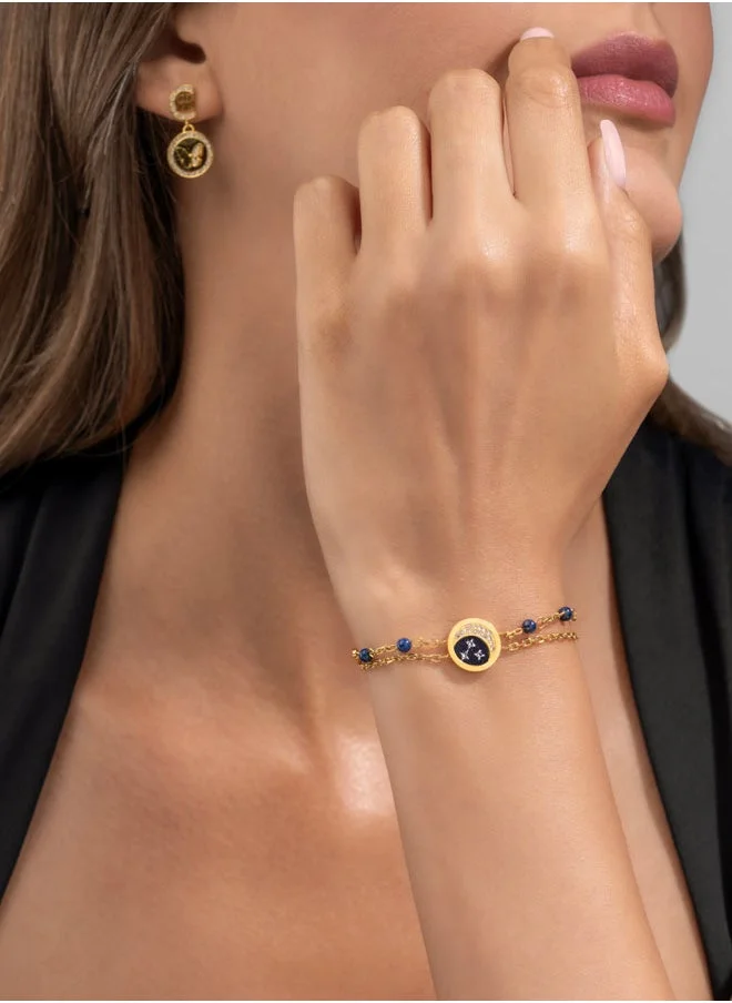 CERRUTI 1881 Elettra Gold Plated Navy Sandstone Bracelet for Women with Crystals