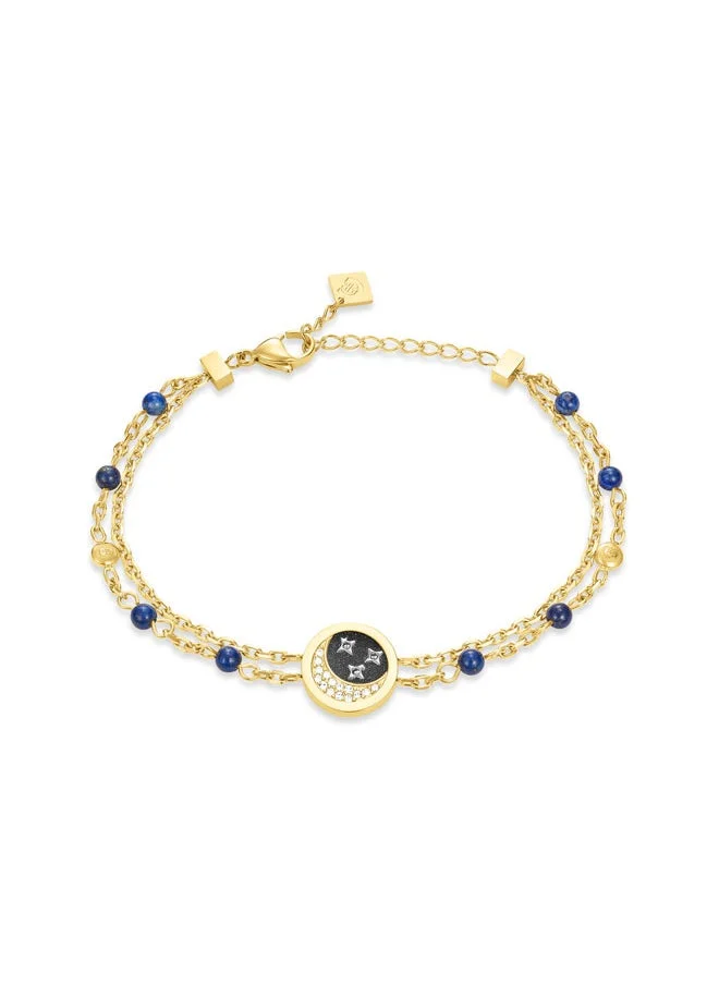 CERRUTI 1881 Elettra Gold Plated Navy Sandstone Bracelet for Women with Crystals
