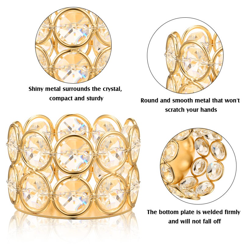 Potchen 30 Pieces Crystal Tealight Candle Holders Bulk, Votive Candle Holder Stands with Diamond Design for Table Centerpieces Wedding Party Home Decor and Holiday Favors (Gold) - Image 3