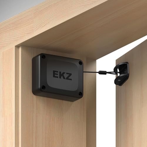EKZ Retractable Automatic Door Closer Fits Sliding Glass Screen Single Double Doors Strong 33 lb Spring Tension PunchFree Easy Install for Entry Bathroom Bedroom Study 1 Pack - Image 1