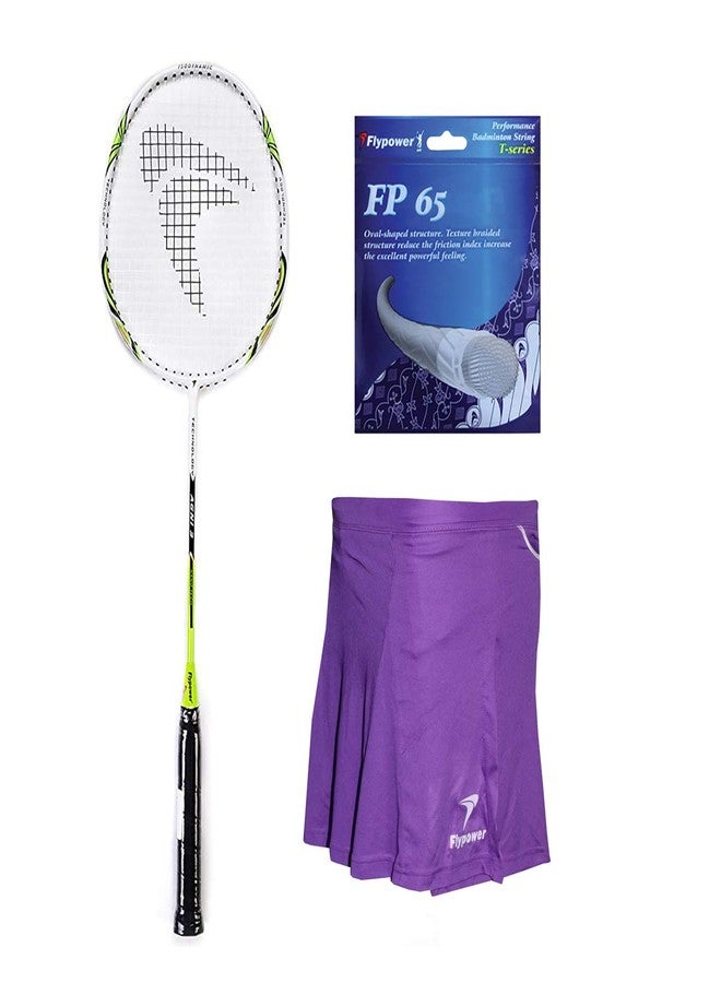 Flypower Badminton Racket Agni 3 with String FP 65 and Skirt UTARI Purple Size J-2 - Image 1