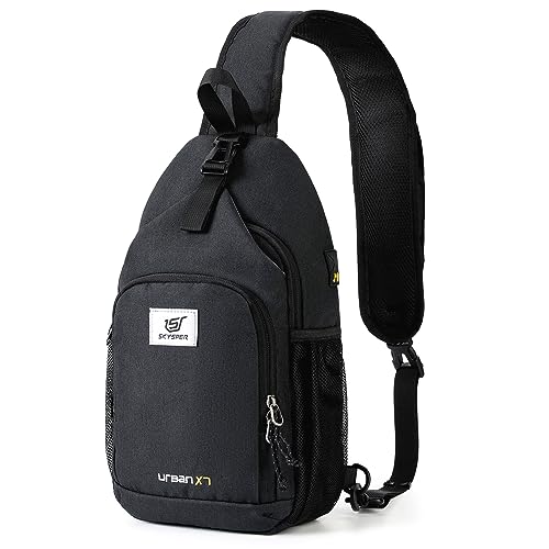 SKYSPER Sling Bag RFID Crossbody Sling Backpack Cross Body Shoulder Bag Travel Hiking Daypack for Women Men(Black) - Image 1
